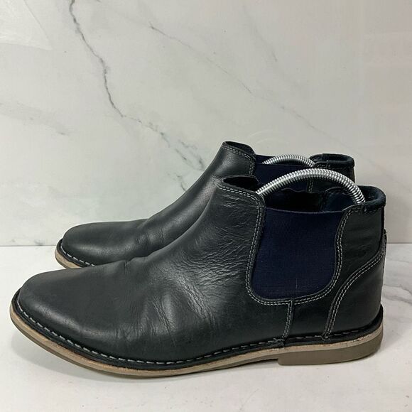 STEVE MADDEN Navy Blue Leather Ankle Boot main image 5